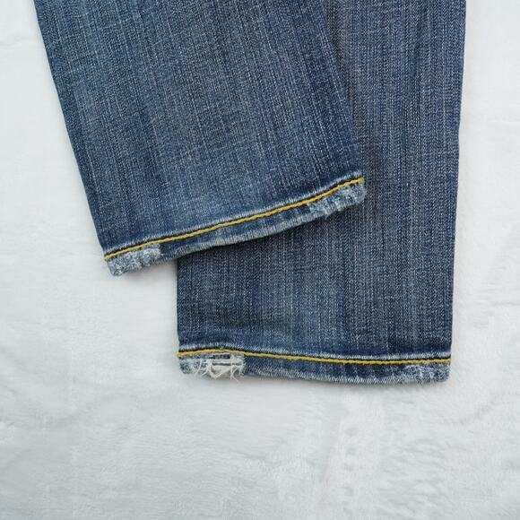 Vigoss Jeans Womens 9 Blue Straight Stretch Denim Mid Rise Contrast Stitch Y2K - Picture 6 of 11
